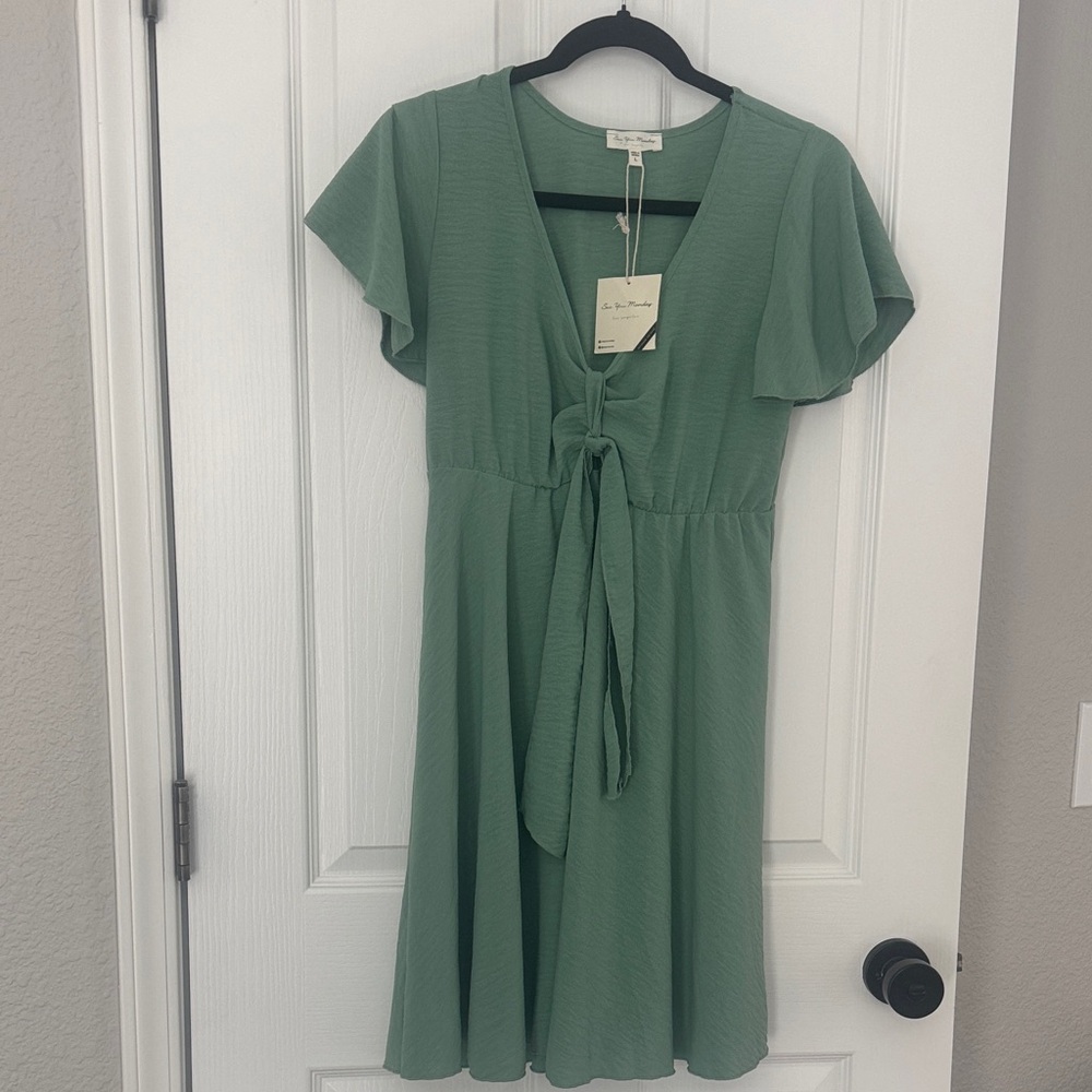 Green Tie-Front Dress